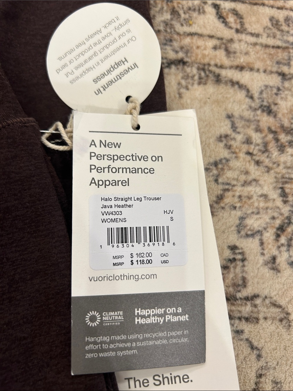 NWT! Vuori Java Heather Halo Straight Leg Trouser View 2